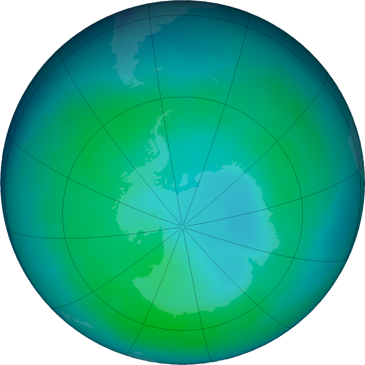 Antarctic ozone map for February 2024